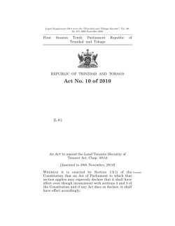 Act No. 10 of 2010 - Trinidad and Tobago Government News