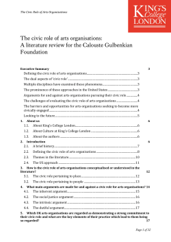 The civic role of arts organisations: A literature review for the