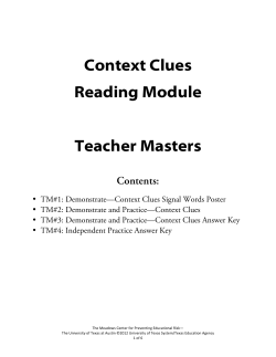Context Clues Reading Module Teacher Masters