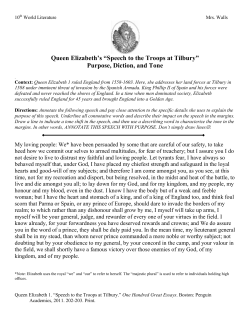 Queen Elizabeth`s &ldquo;Speech to the Troops at Tilbury&rdquo;