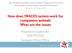 How does TRACES system work for companion animals What are