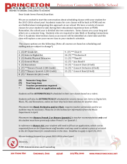 Dear Grade Seven Parent/Guardian: We are so excited to start the