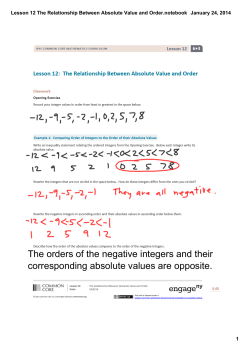 Lesson 12 The Relationship Between Absolute Value and Order