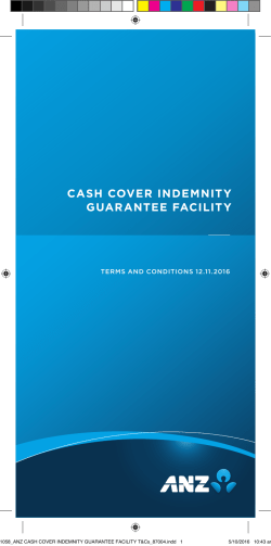 Cash Cover Indemnity Guarantee Facility Terms and Conditions
