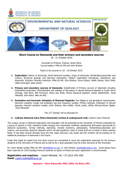 Short Course on Diamonds and their primary and secondary sources