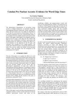 Catalan Pre-Nuclear Accents: Evidence for Word Edge Tones