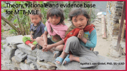 Theory, rationale and evidence base for MTB-MLE