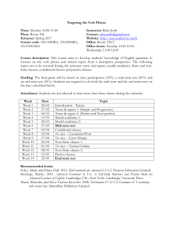 Targeting the Verb Phrase Time: Monday 18.00