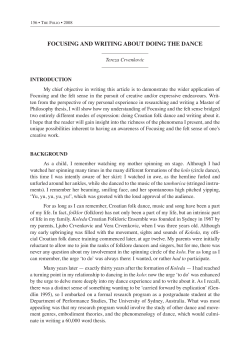 FOCUSING AND WrITING ABOUT DOING THE DANCE