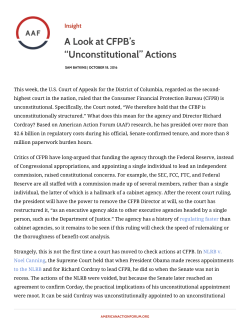 A Look at CFPB`s &ldquo;Unconstitutional&rdquo; Actions