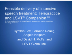 Feasible delivery of intensive speech treatment
