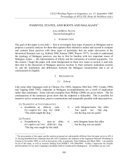 Passives, States, and Roots and Malagasy