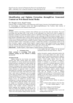 Identification and Opinion Extraction throughUser Generated