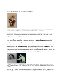 Transcendentalism, An American Philosophy