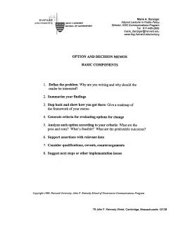 OPTION AND DECISION MEMOS BASIC COMPONENTS Define the