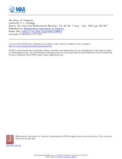 The Story of Tangents Author(s): J. L. Coolidge Source: The