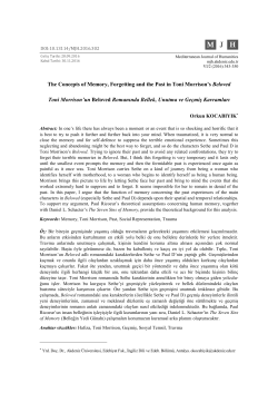 The Concepts of Memory, Forgetting and the Past in Toni Morrison`s