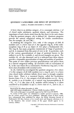 QUOTIENT CATEGORIES AND RINGS OF QUOTIENTS12 A Serre