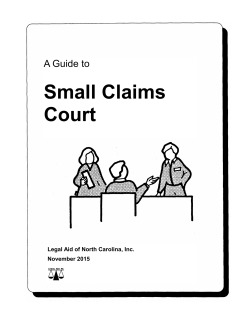 Small Claims Court - Legal Aid of North Carolina