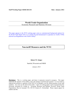 World Trade Organization Non-tariff Measures and the WTO