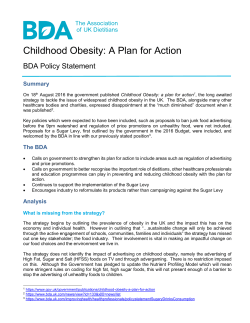 s Childhood Obesity : a plan for action