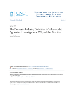 The Domestic Industry Definition in Value