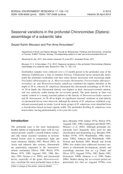 seasonal variations in the profundal chironomidae (Diptera