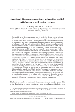 Emotional dissonance, emotional exhaustion and job satisfaction in