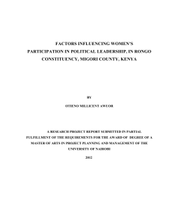 FACTORS INFLUENCING WOMEN`S PARTICIPATION IN