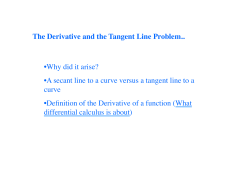The Derivative and the Tangent Line Problem.. &bull; Why did it arise? &bull; A