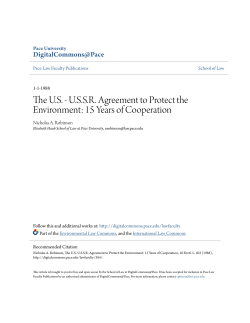 The US - USSR Agreement to Protect the Environment: 15 Years of