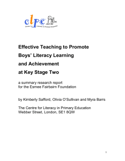 Boys` literacy learning and achievement at KS2