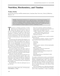 Nutrition, Biochemistry, and Tinnitus