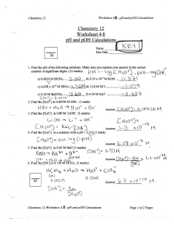 Chem 12 - WS4.5 (pH and pOH) - KEY - p.1