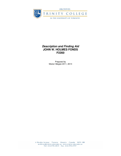 Description and Finding Aid JOHN W. HOLMES FONDS