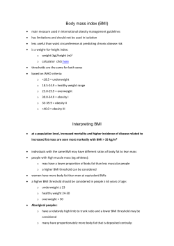 Body mass index - Brisbane North PHN