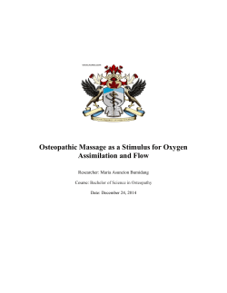 Osteopathic Massage as a Stimulus for Oxygen Assimilation and Flow