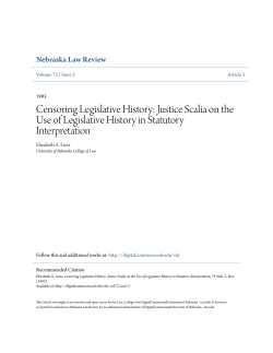 Justice Scalia on the Use of Legislative History in Statutory