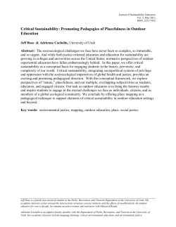Critical Sustainability - Journal of Sustainability Education