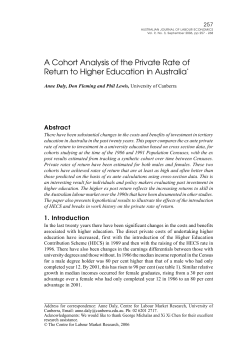 A Cohort Analysis of the Private Rate of Return to Higher Education