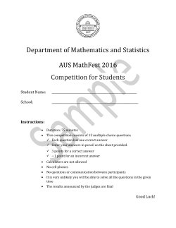 Department of Mathematics and Statistics AUS MathFest 2016