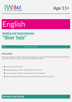 Oliver Twist - IW Schooling Consultants