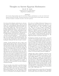Thoughts on Ancient Egyptian Mathematics
