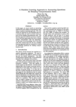 A Machine Learning Approach to Answering Questions for Reading