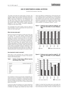 USE OF SWEETENERS IN ANIMAL NUTRITION