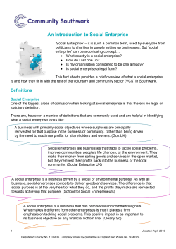 An Introduction to Social Enterprise