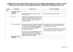 IRBA comments on the Revised B-BEE Codes of Good Practice and