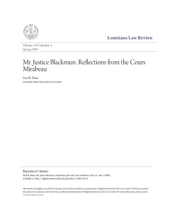 Mr. Justice Blackmun: Reflections from the Cours Mirabeau
