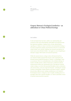Gregory Bateson`s Ecological Aesthetics