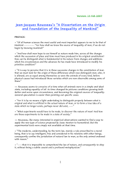 Jean-Jacques Rousseau`s “A Dissertation on the Origin and